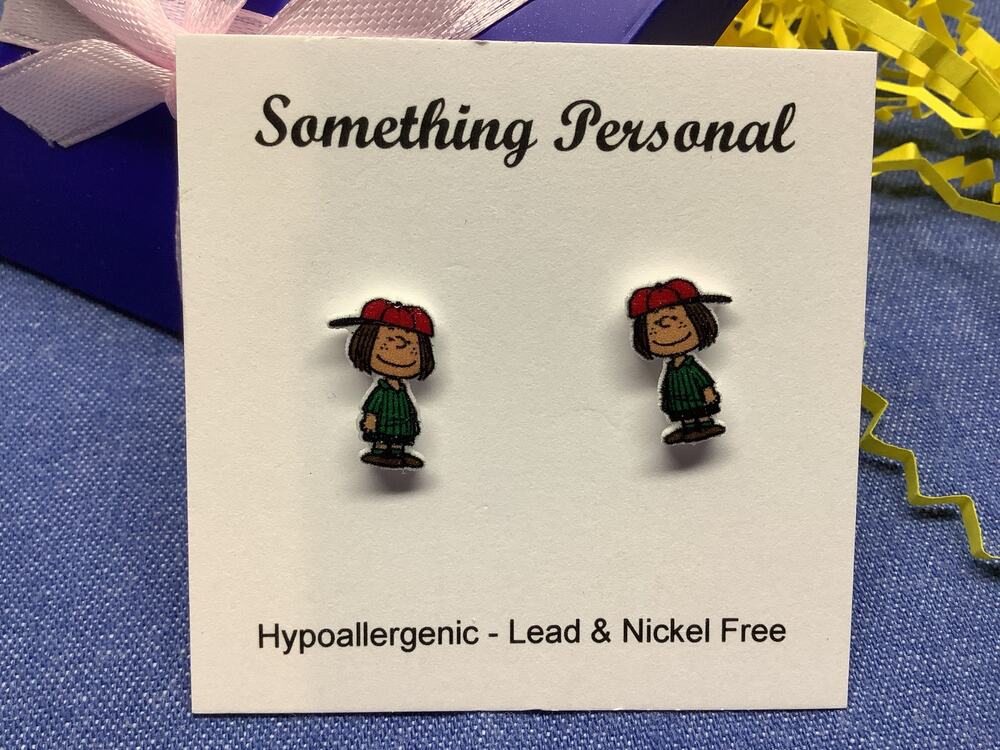 Peppermint Patty - Charles Brown Peanuts Inspired Stud Earrings - Gift Boxed